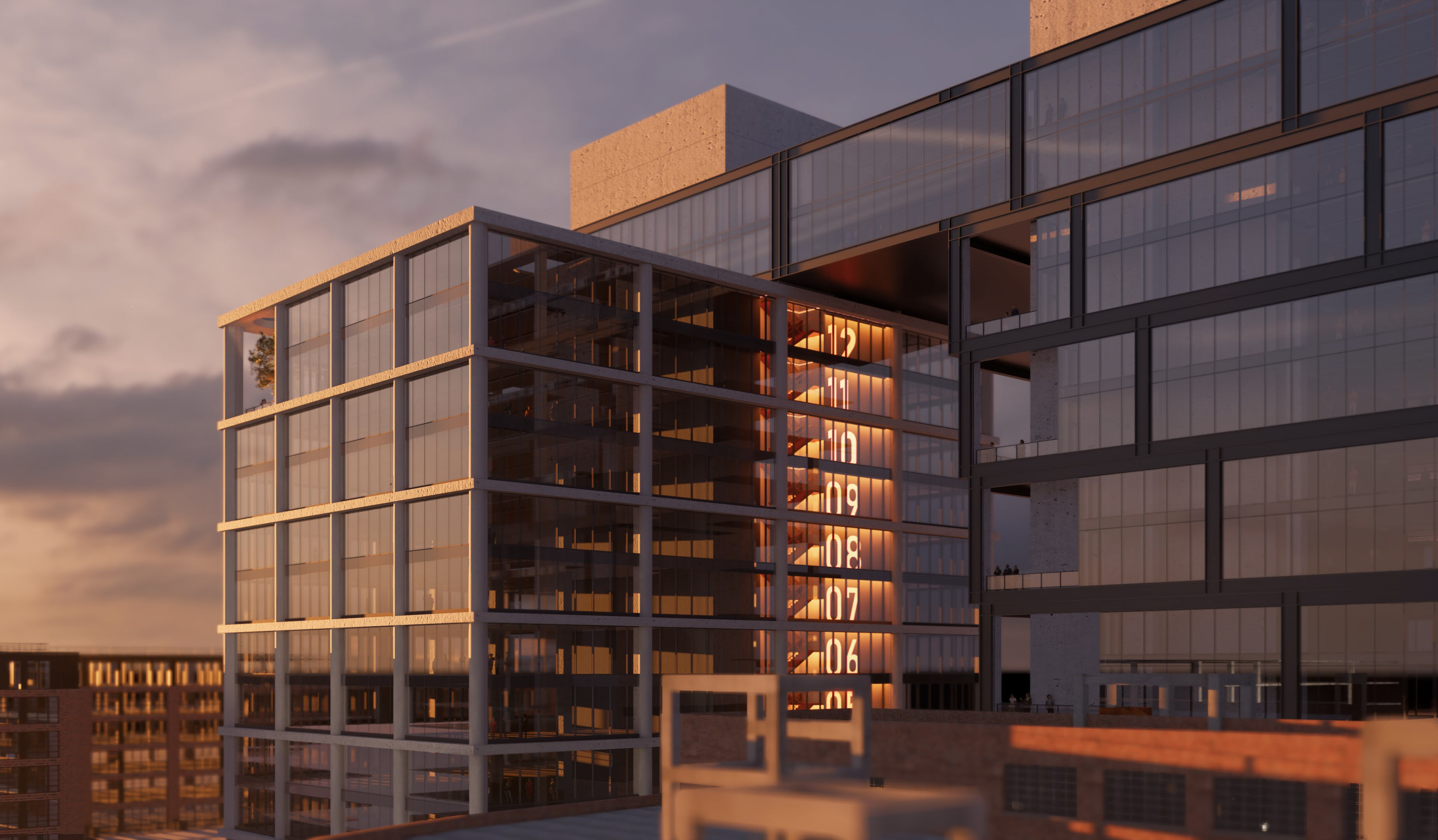 Block 3 rendering at dusk