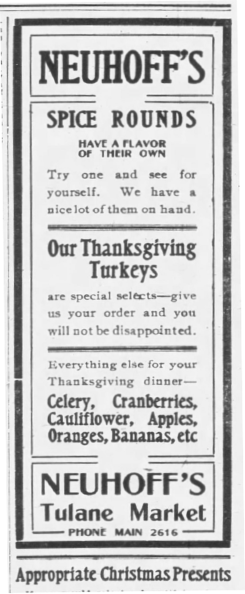 1906 — Neuhoff Packing Co. newspaper advertisement